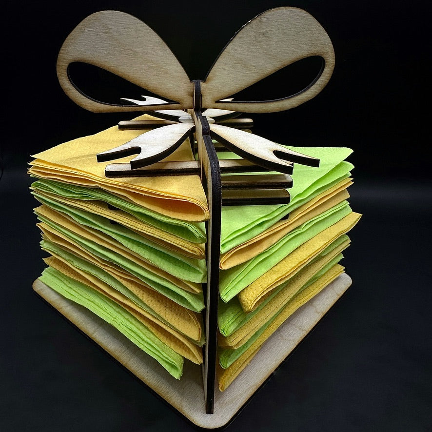 Коледна панделка - Дървен коледен салфетник