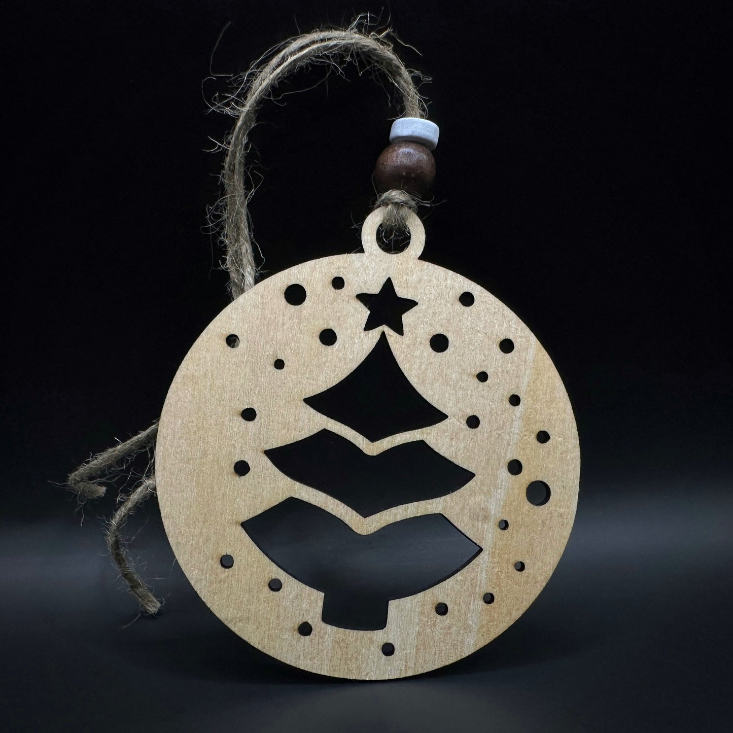 Елха със звезда - Дървена коледна украса