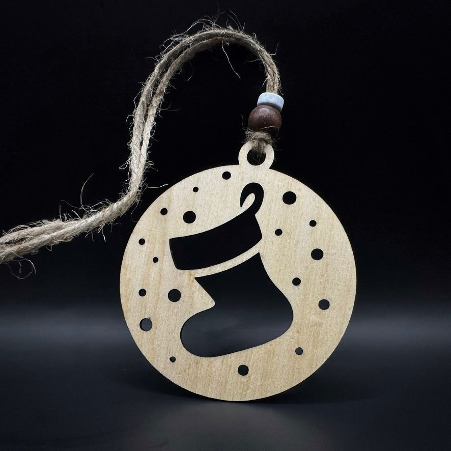 Коледен ботуш - Дървена коледна украса