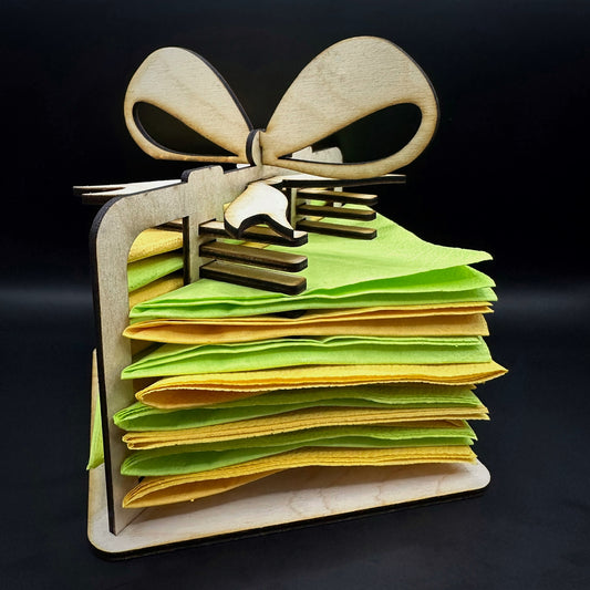 Коледна панделка - Дървен коледен салфетник