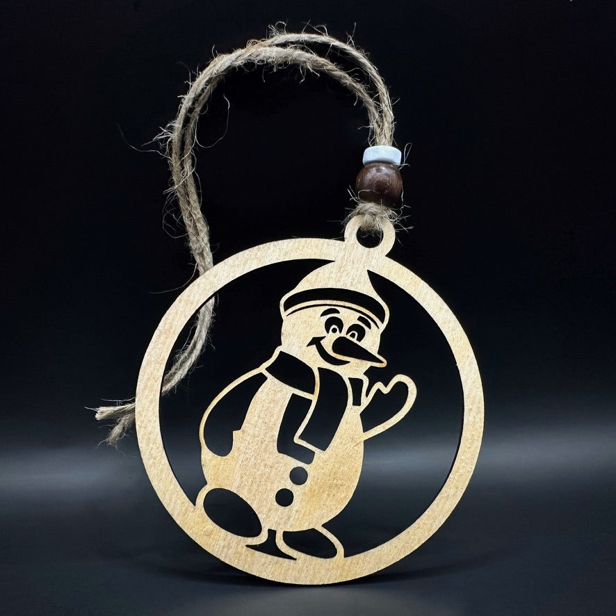 Снежен човек - Дървена коледна украса